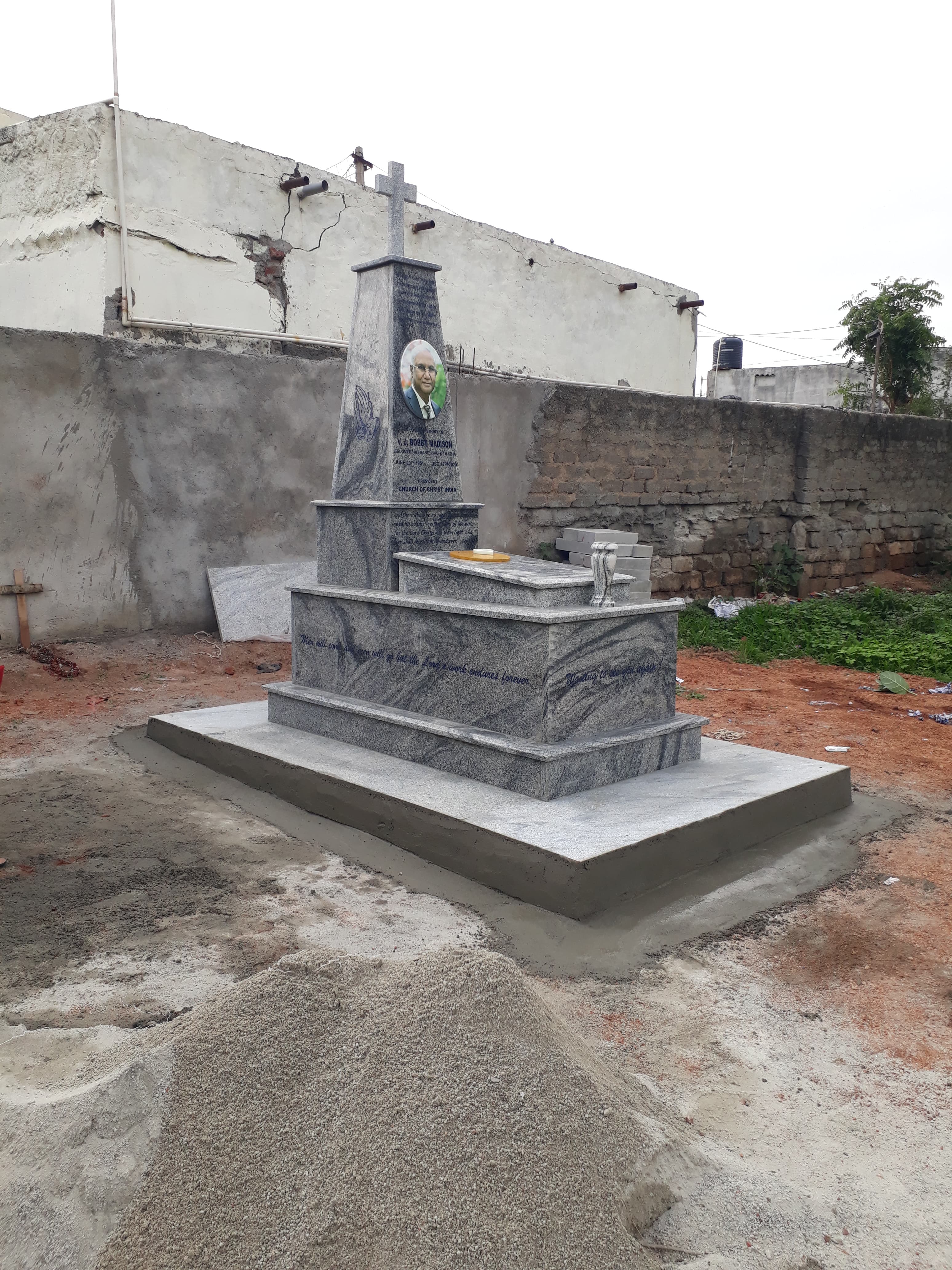 Polished Granite Cross & Stepped Headpiece #9720215690