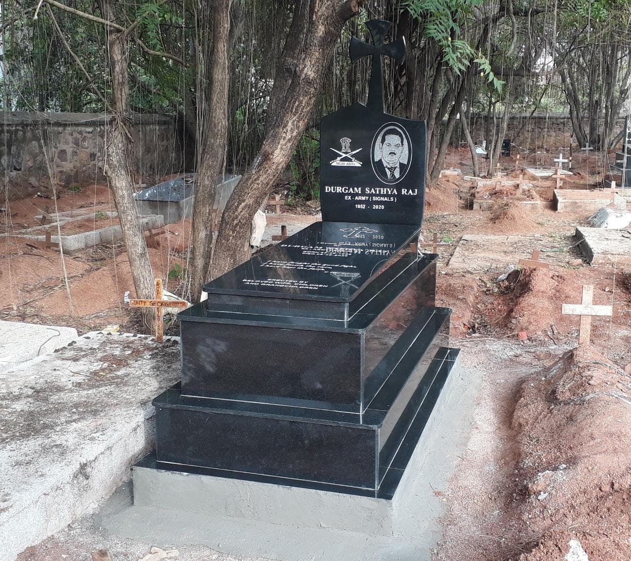 Full Black Granite Kerb Memorial with Ledger Bed #9720215838