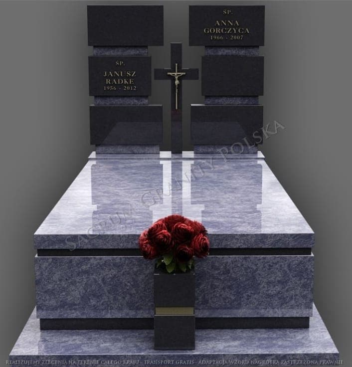 Full Black Granite Kerb Memorial with Ledger Bed #972021955